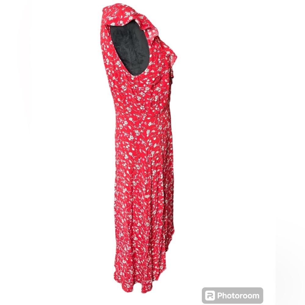 Sanctuary Red & White Floral Sleeveless Maxi Dress- 100% Rayon - Picture 3 of 9